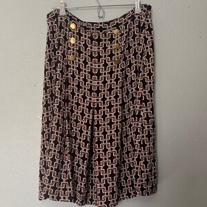 Liz Claiborne Black and Cream Patterned A-Line Skirt